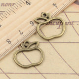 20 piezas de dijes de manzana hueca de 19 x 20 mm, colgantes de color bronce tibetano y plata, joyería antigua, artesanía hecha a mano. 