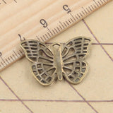 20pcs Charms Hollow Butterfly 26x18mm Tibetan Bronze Silver Color Pendants Antique Jewelry Making DIY Handmade Craft