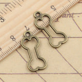 20pcs Charms Hollow Dog Bone 25x11mm Tibetan Bronze Silver Color Pendants Antique Jewelry Making DIY Handmade Craft