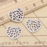 20pcs Charms Hollow Heart 16x18mm Tibetan Silver Color Pendants Antique Jewelry Making DIY Handmade Craft