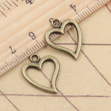 20pcs Charms Hollow Lovely Heart Tibetan Bronze Silver Color Pendants Antique Jewelry Making DIY Handmade Craft
