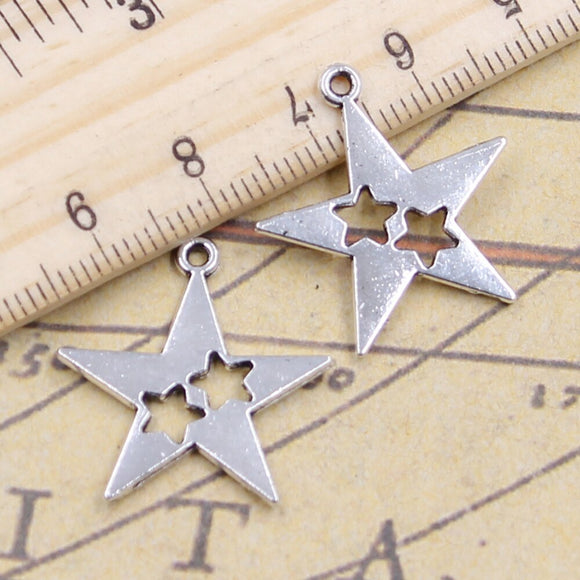 20pcs Charms Hollow Star Cut 33x32mm Tibetan Silver Color Pendants Antique Jewelry Making DIY Handmade Craft Pendant