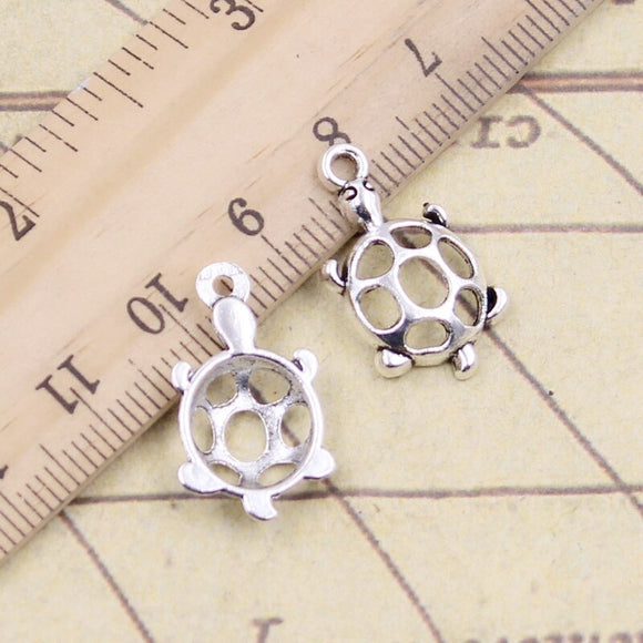 20pcs Charms Hollow Tortoise Turtle 21x12mm Tibetan Silver Color Pendants Antique Jewelry Making DIY Handmade Craft