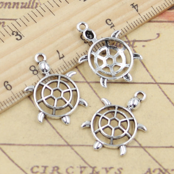 20pcs Charms Hollow Tortoise Turtle 26x18mm Tibetan Silver Color Pendants Antique Jewelry Making DIY Handmade Craft