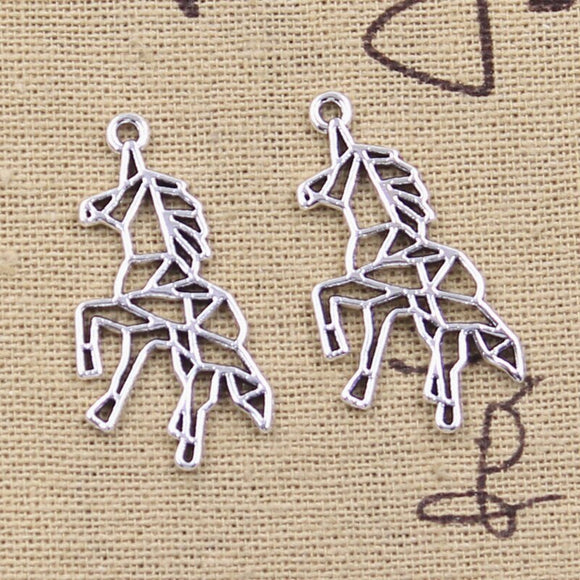 20pcs Charms Hollow Unicorn Horse 33x17mm Antique Silver Color Pendants DIY Crafts Making Findings Handmade Tibetan Jewelry