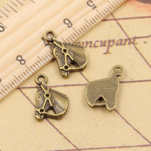 20pcs Charms Horse Head 17x13mm Tibetan Bronze Silver Color Pendants Antique Jewelry EF3605