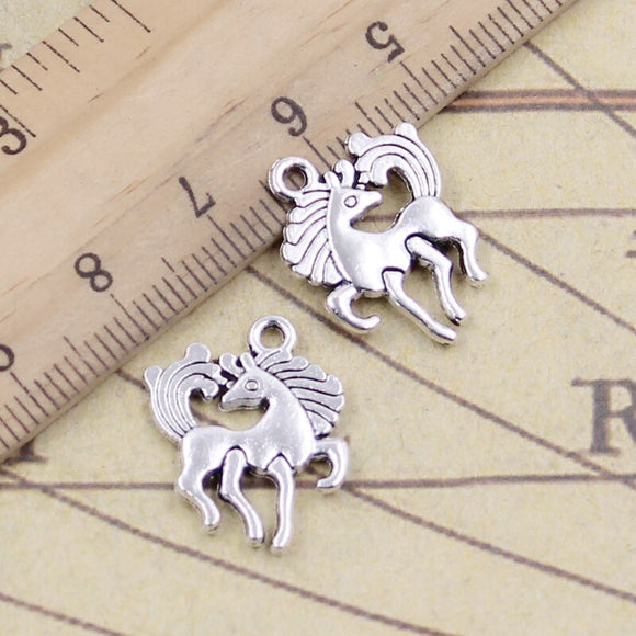 20pcs Charms Horse Unicorn 19x25mm Tibetan Bronze Silver Color Pendants Antique Jewelry Making DIY Handmade Craft Pendant