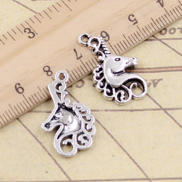 20pcs Charms Horse Unicorn Head 26x15mm Tibetan Silver Color Pendants Antique Jewelry Making DIY Handmade Craft