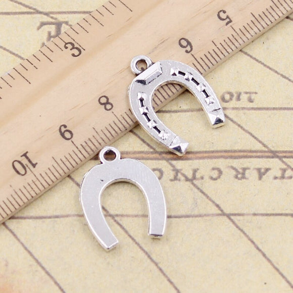20pcs Charms Horseshoe Lucky 21x16mm Tibetan Bronze Silver Color Pendants Antique Jewelry Making DIY Handmade Craft