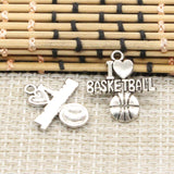 20pcs Charms I Love Basketball 21x20mm Tibetan Silver Color Pendants Antique Jewelry Making DIY Handmade Craft