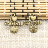 20pcs Charms I Love Basketball 21x20mm Tibetan Silver Color Pendants Antique Jewelry Making DIY Handmade Craft