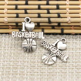 20pcs Charms I Love Basketball 21x20mm Tibetan Silver Color Pendants Antique Jewelry Making DIY Handmade Craft