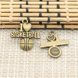 20pcs Charms I Love Basketball 21x20mm Tibetan Silver Color Pendants Antique Jewelry Making DIY Handmade Craft