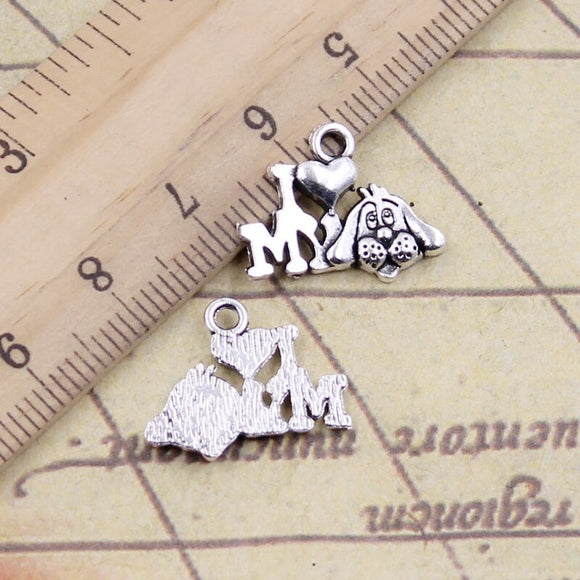 20pcs Charms I Love My Dog 17x14mm Tibetan Silver Color Pendants Antique Jewelry Making DIY Handmade Craft