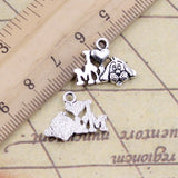 20pcs Charms I Love My Dog 17x14mm Tibetan Silver Color Pendants Antique Jewelry Making DIY Handmade Craft