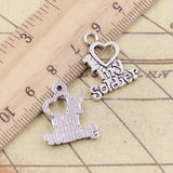 20pcs Charms I Love My Soldier 20x17mm Tibetan Bronze Silver Color Pendants Antique Jewelry Making DIY Handmade Craft