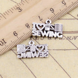 20pcs Charms I Love Sewing 20x12mm Tibetan Bronze Silver Color Pendants Antique Jewelry Making DIY Handmade Craft Pendant