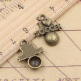 20pcs Charms I Love Soccer 20x16mm Tibetan Bronze Silver Color Pendants Antique Jewelry Making DIY Handmade Craft
