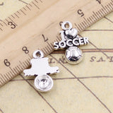 20pcs Charms I Love Soccer 20x16mm Tibetan Bronze Silver Color Pendants Antique Jewelry Making DIY Handmade Craft