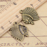 20pcs Charms Indian Chief Head 21x18mm Tibetan Bronze Silver Color Pendants Antique Jewelry Making DIY Handmade Craft