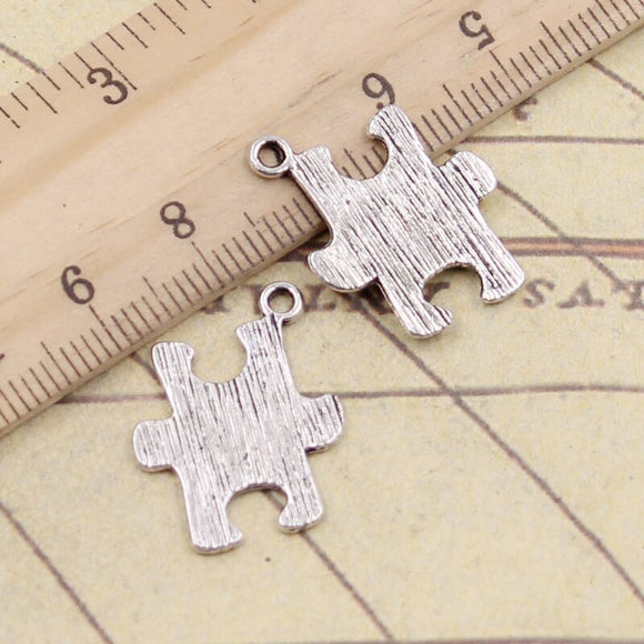 20pcs Charms Jigsaw Puzzle 21x18mm Antique Silver Color Pendants Making DIY Handmade Jewelry Factory Wholesale
