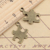 20pcs Charms Jigsaw Puzzle Piece Autism Awareness 20x14mm Tibetan Bronze Silver Color Pendants Antique Making Handmade Craft