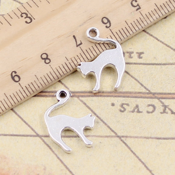20pcs Charms Jumping Cat 19x14mm Tibetan Bronze Silver Color Pendants Antique Jewelry Making DIY Handmade Craft