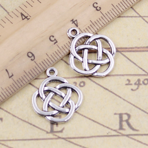 20pcs Charms Knot Amulet 18x16mm Tibetan Bronze Silver Color Pendants Antique Jewelry Making EF3643