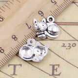 20pcs Charms Lazy Cat 15x13mm Tibetan Bronze Silver Color Pendants Antique Jewelry Making DIY Handmade Craft
