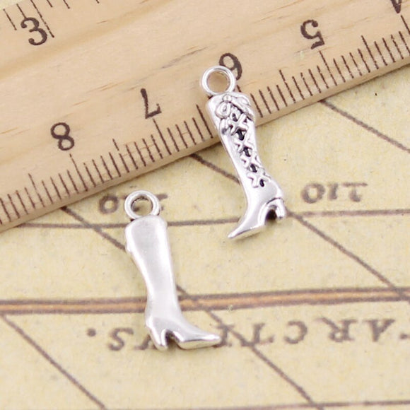 20pcs Charms Long Boots Shoes 19x8mm Tibetan Silver Color Pendants Antique Jewelry Making DIY Handmade Craft Pendant