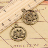 20pcs Charms Lotus Flower 23x20mm Tibetan Bronze Silver Color Pendants Antique Jewelry Making DIY Handmade Craft EF3677