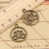20 piezas de dijes de flor de loto de 23 x 20 mm, colgantes de color bronce tibetano y plata, joyería antigua, artesanía hecha a mano. 