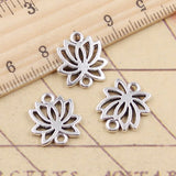 20pcs Charms Lotus Link Flower Connector 16x14mm Tibetan Silver Color Pendants Antique Jewelry Making EF3705