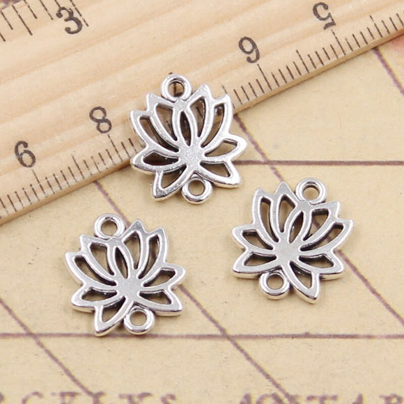 20pcs Charms Lotus Link Flower Connector 16x14mm Tibetan Silver Color Pendants Antique Jewelry Making EF3705