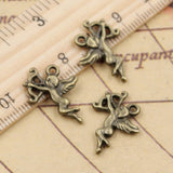 20 piezas de dijes de ángel de amor Cupido, 20 x 15 mm, color bronce antiguo, colgantes de plata, fabricación de joyas hechas a mano, venta al por mayor. 