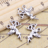 20 piezas de dijes de ángel de amor Cupido, 20 x 15 mm, color bronce antiguo, colgantes de plata, fabricación de joyas hechas a mano, venta al por mayor. 