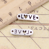 20pcs Charms Love Connector 20x6mm Tibetan Bronze Silver Color Pendants Antique Jewelry Making DIY Handmade Craft