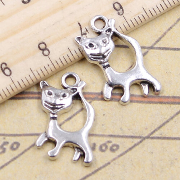20pcs Charms Lovely Cat 22x13mm Tibetan Silver Color Pendants Antique Jewelry Making DIY Handmade Craft Pendant