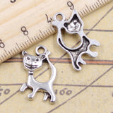 20pcs Charms Lovely Cat 22x13mm Tibetan Silver Color Pendants Antique Jewelry Making DIY Handmade Craft Pendant