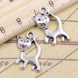 20pcs Charms Lovely Cat 22x13mm Tibetan Silver Color Pendants Antique Jewelry Making DIY Handmade Craft Pendant
