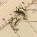 20pcs Charms Lovely Dolphin 18x11mm Tibetan Bronze Silver Color Pendants Antique Jewelry Making DIY Handmade Craft