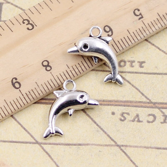 20pcs Charms Lovely Dolphin 18x11mm Tibetan Bronze Silver Color Pendants Antique Jewelry Making DIY Handmade Craft