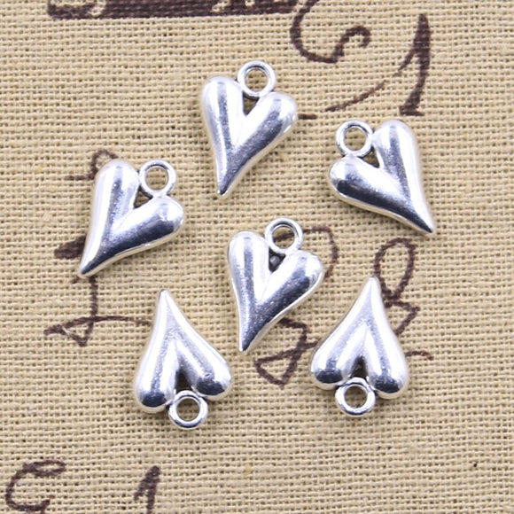 20pcs Charms Lovely Heart 16x11mm Antique Silver Color Pendants DIY Crafts Making Findings Handmade Tibetan Jewelry