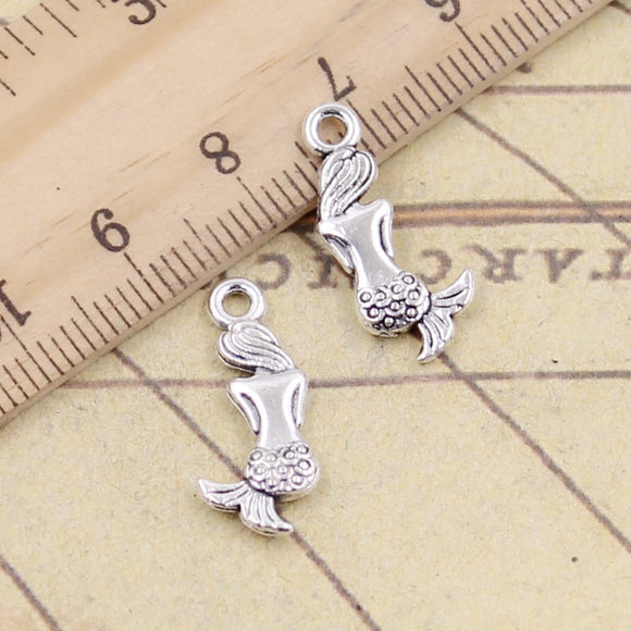 20pcs Charms Lovely Mermaid 21x10mm Tibetan Bronze Silver Color Pendants Antique Jewelry Making DIY Handmade Craft EF3769