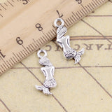 20pcs Charms Lovely Mermaid 21x10mm Tibetan Bronze Silver Color Pendants Antique Jewelry Making DIY Handmade Craft EF3769