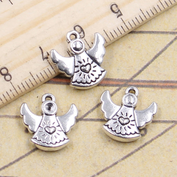 20pcs Charms Lovely Pray Angel 14x13mm Antique Silver Color Pendants Making DIY Handmade Jewelry Factory Wholesale EF3832