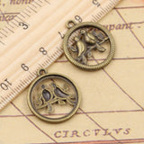 20pcs Charms Lover Bird 23x20mm Tibetan Bronze Silver Color Pendants Antique Jewelry Making DIY Handmade Craft