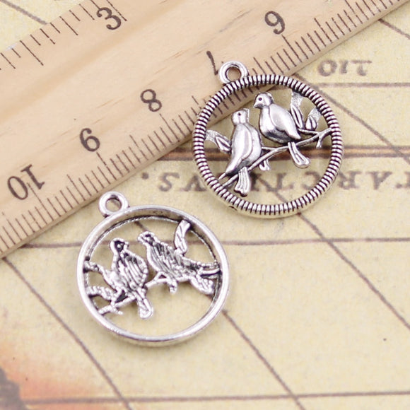 20pcs Charms Lover Bird 23x20mm Tibetan Bronze Silver Color Pendants Antique Jewelry Making DIY Handmade Craft