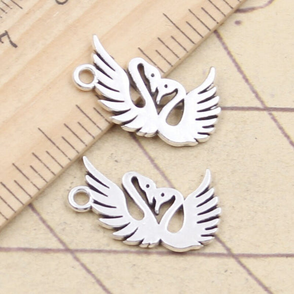 20pcs Charms Lover Swan 23x13mm Tibetan Silver Color Pendants Antique Jewelry Making DIY Handmade Craft