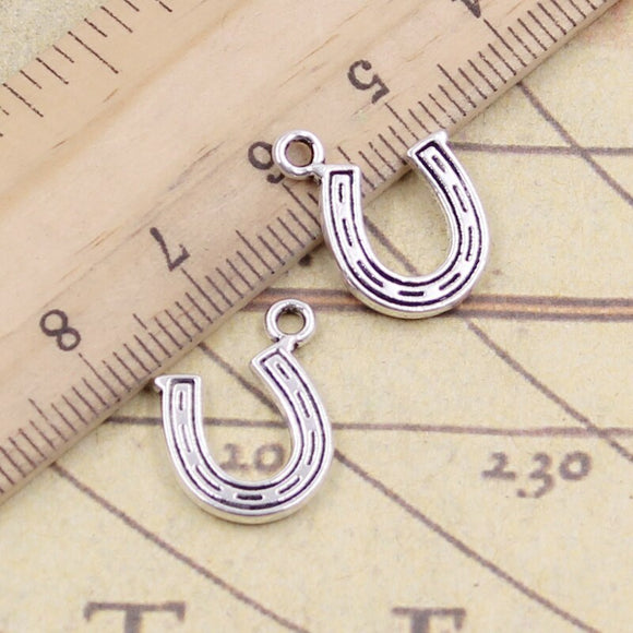 20pcs Charms Lucky Horseshoe 18x12mm Tibetan Bronze Silver Color Pendants Antique Jewelry Making DIY Handmade Craft ef4759